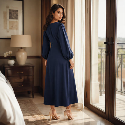 Élodie™ | Robe maxi qui camoufle le ventre avec décolleté en V et poches